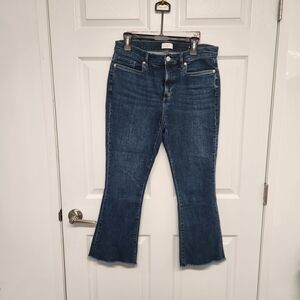 LOFT Flare Crop Dark Blue Flare Jeans Size 30"/10